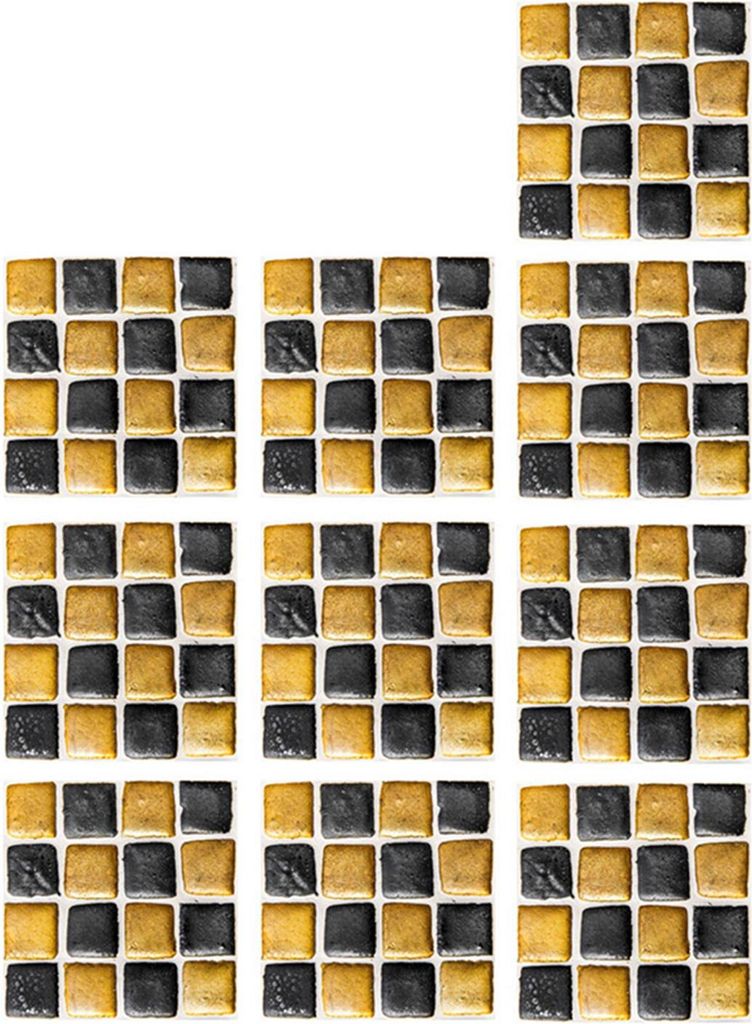 10Pcs Mosaik Fliese Aufkleber selbstklebende Quadrat 3D Ziegel Tapete für Küche Bad Dekor