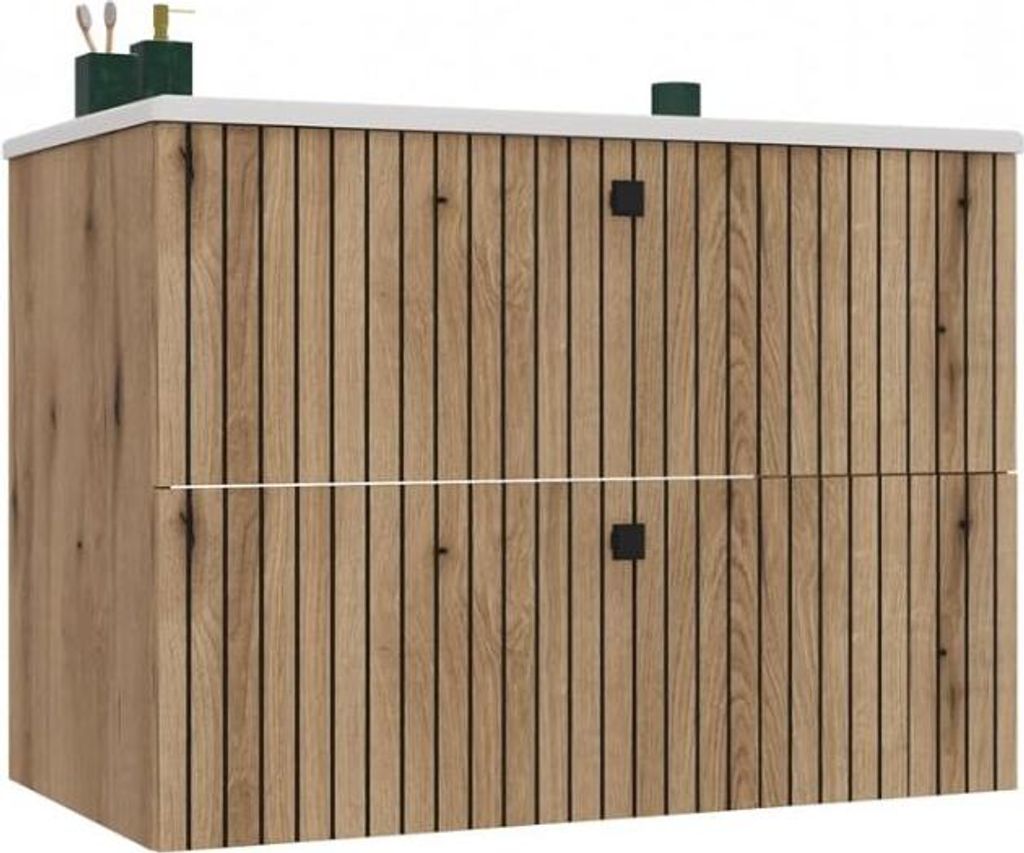 BDW, Armoire de salle de bains, 80×47×59 cm, Chêne Evoke, Image du produit 