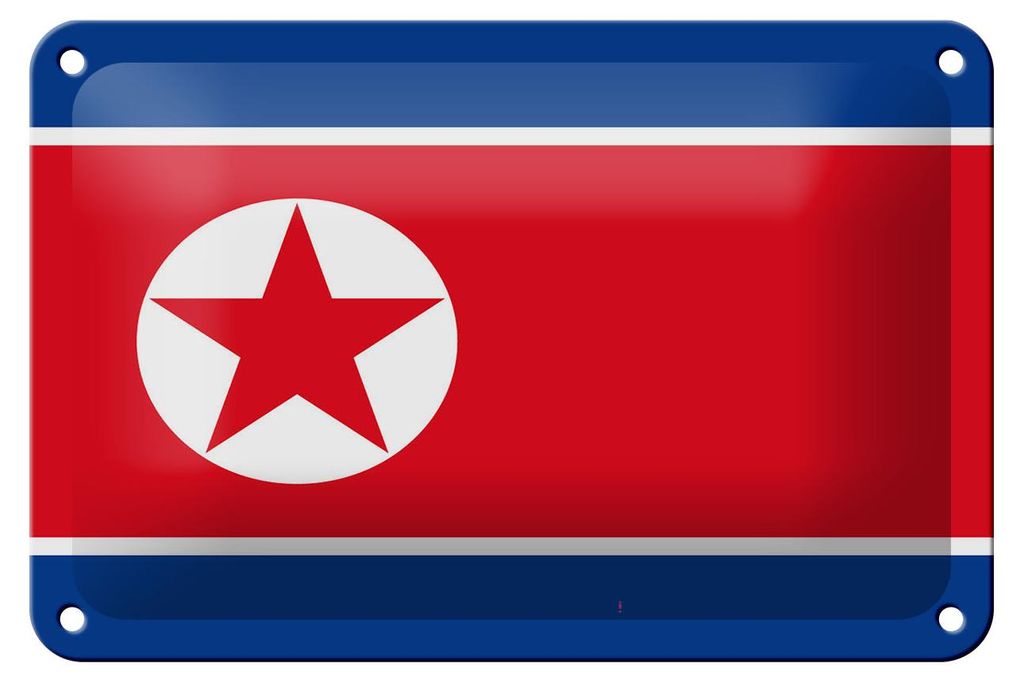 Blechschild Flagge Nordkoreas 18x12cm Flag of North Korea Dekoration