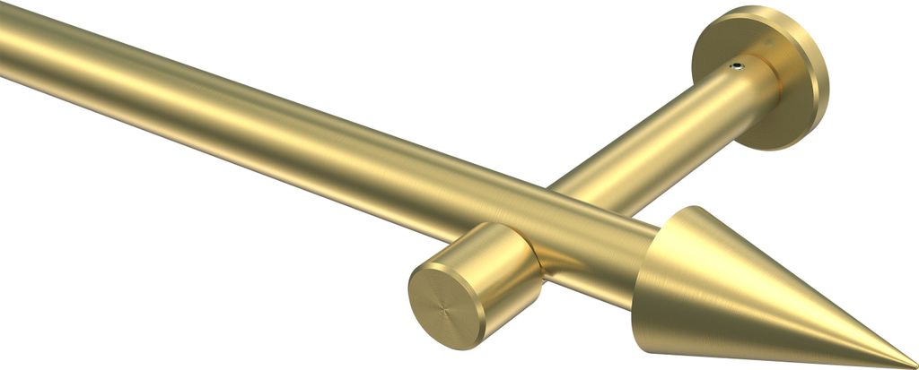 Interdeco Gardinenstange / Vorhangstange Messing-Optik, Typ Prestige Savio (Kegel) ohne Ringe, 20 mm Ø 1-läufig, 480 cm