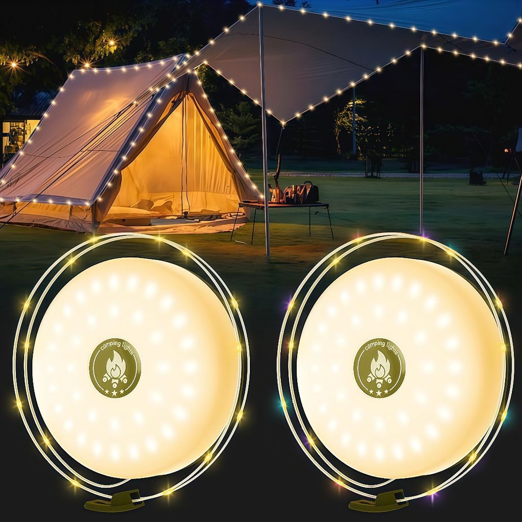 2er Camping Lichterkette Aufrollbar,Wasserdichte Tragbare Produktbild 