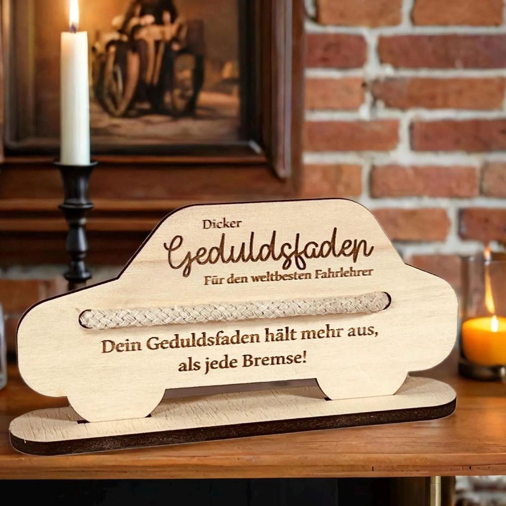 Geduldsfaden Fahrlehrer, gelasertes Holzeeeeeee