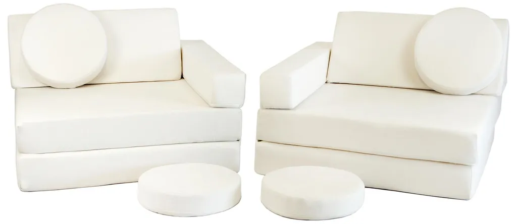 Canapé de jeu modulable enfant, modules en mousse souple couleur beige