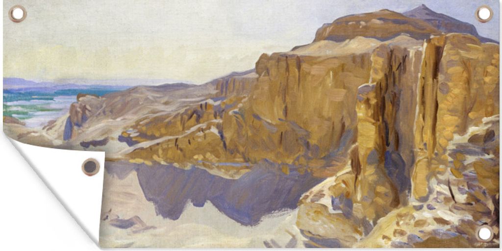 MuchoWow 60x30 cm Outdoor-Poster Gartendeko Sichtschutz Garten Poster für den Garten Klippe bei Deir El Bahri, Ägypten - John Singer Sargent
