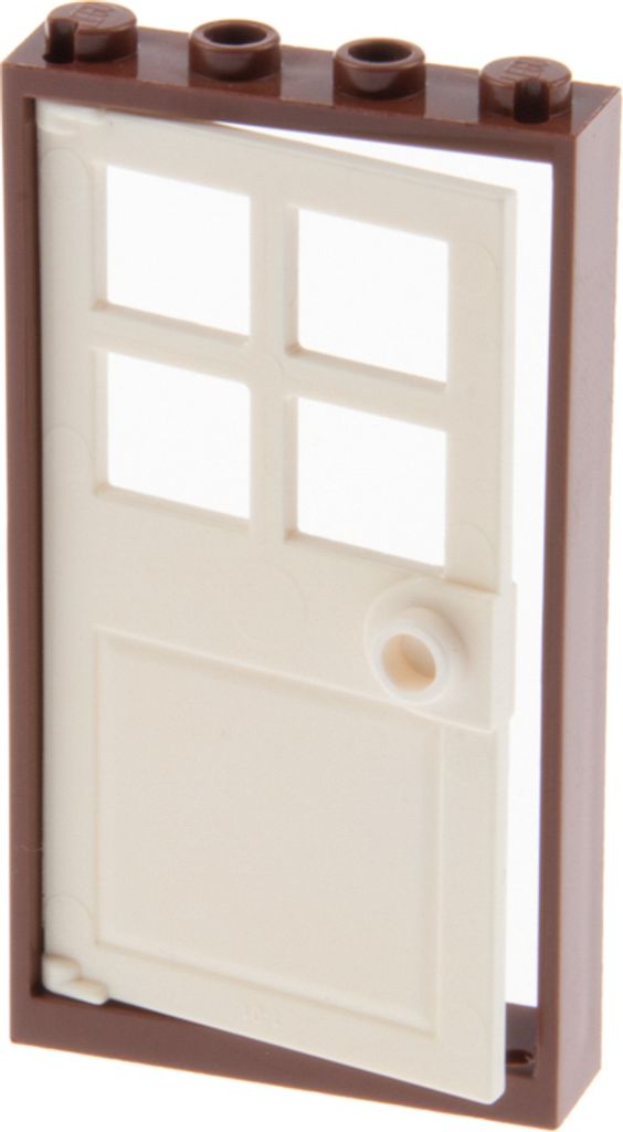 1x Lego Tür Rahmen 1x4x6 rot braun Türblatt weiß Haus Produktbild 