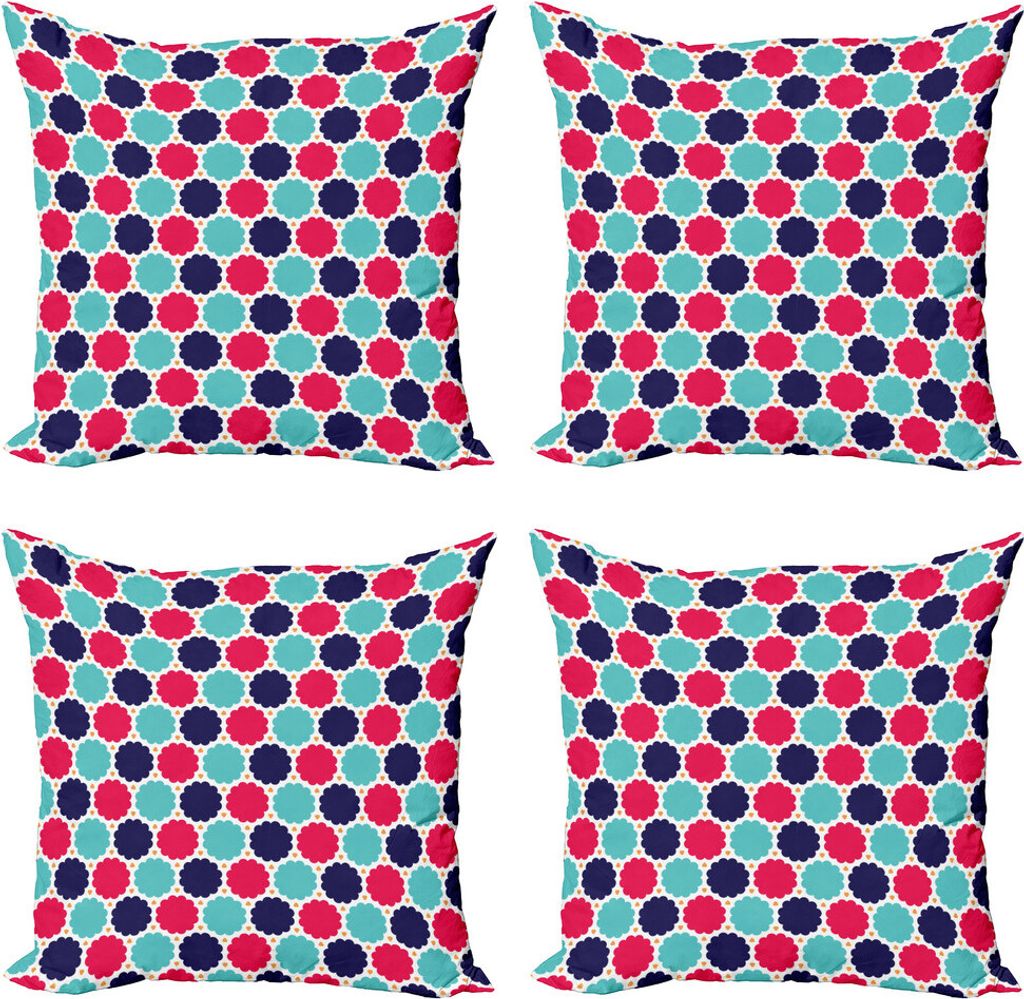 ABAKUHAUS Abstrakt Kissenbezug Set (4 Stück), Kinder Spring Season, Moderner Doppelseitiger Digitaldruck, 60 cm x 60 cm, Mehrfarbig