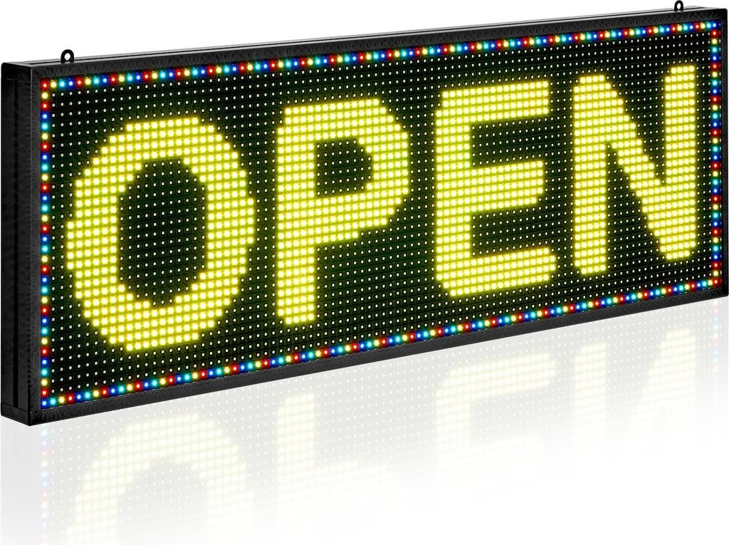 LED Laufschrift Anzeigetafel - P10 Vollfarbe - Programmierbar - Bluetooth App-Steuerung - Individuelle Texte & GIFs - Flexibel - 99 x 35 cm