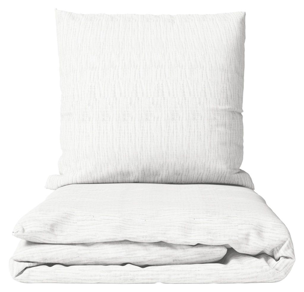 Musselin Bettwäsche 155x220 cm Baumwolle Weiss Einfarbig Produktbild 