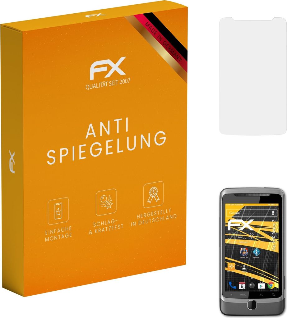 atFoliX FX-Antireflex 3x Schutzfolie kompatibel mit HTC Desire Z Displayfolie