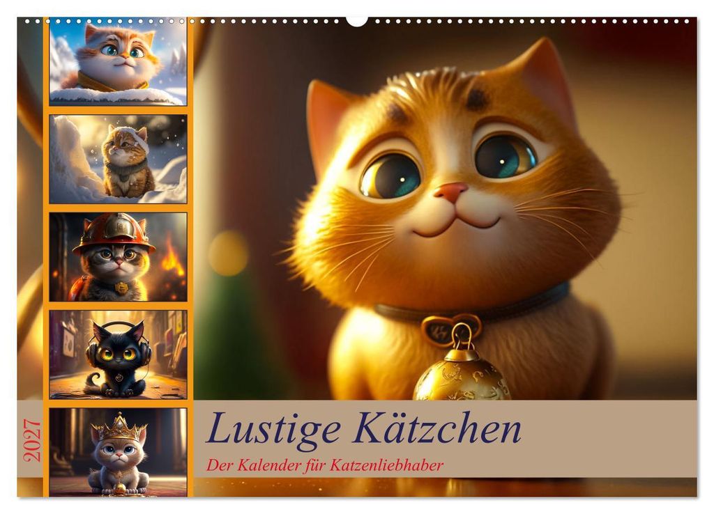 Lustige Kätzchen (Wandkalender 2027 DIN A2 quer), CALVENDO Monatskalender