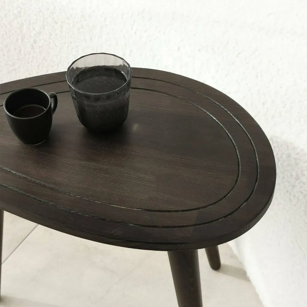 Table basse anthracite Janequeo compacte et ovale de 50x33x52h cm Noir - 4