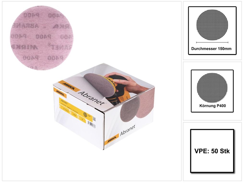 Mirka ABRANET dischi abrasivi Grip 150mm P400 50pz. ( Immagine del prodotto 