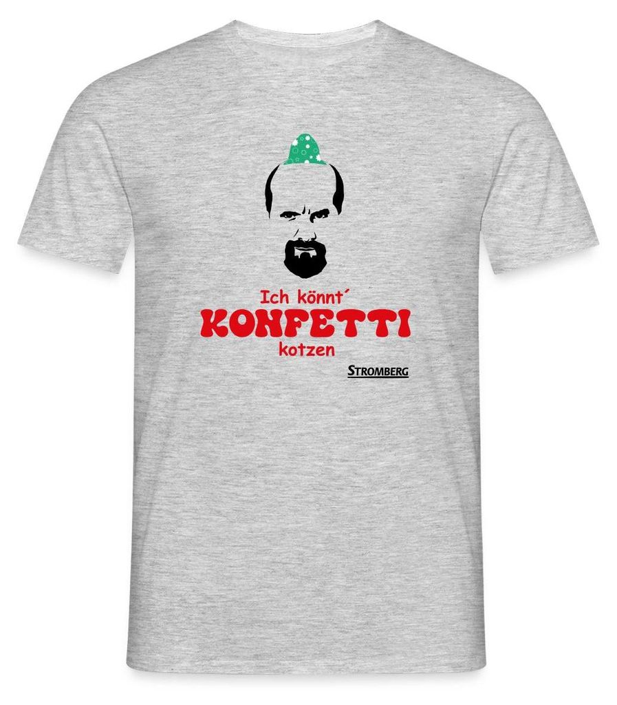 Spreadshirt Stromberg - Ich Könnt Konfetti Kotzen Kostüm Karneval Männer T-Shirt, M, Grau meliert