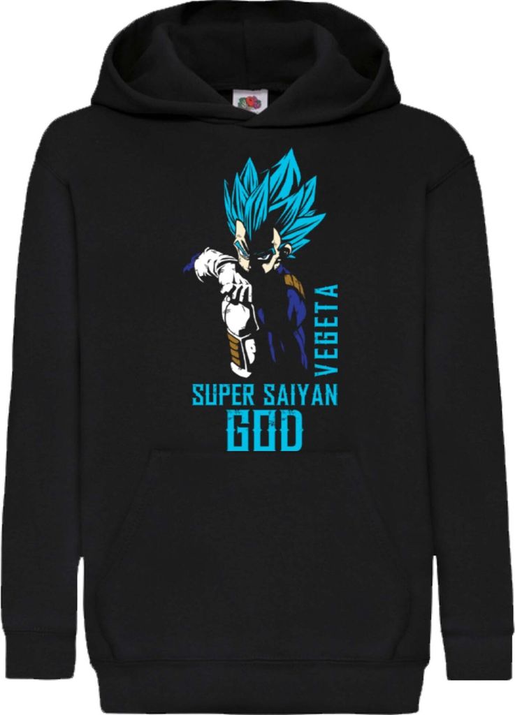 Kinder Kapuzenpullover Dragon Anime Manga Ball Z Vegeta Super Saiyan God, 9-11 Jahr - 140 / Schwarz