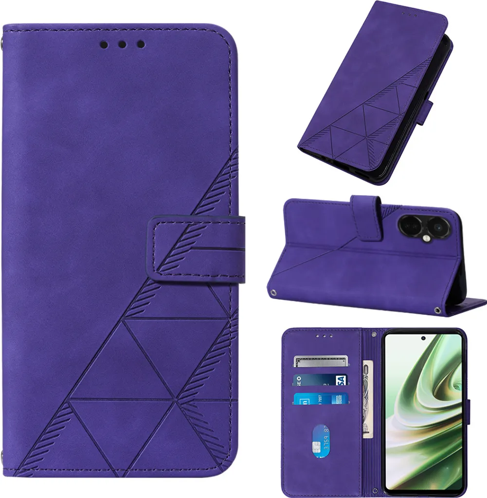 Custodia A Portafoglio Per OnePlus Nord 3 5G, In PU Premium Con Chiusura Magnetica, Funzione Stand, Slot Per Carte, Colore Rosso - 4