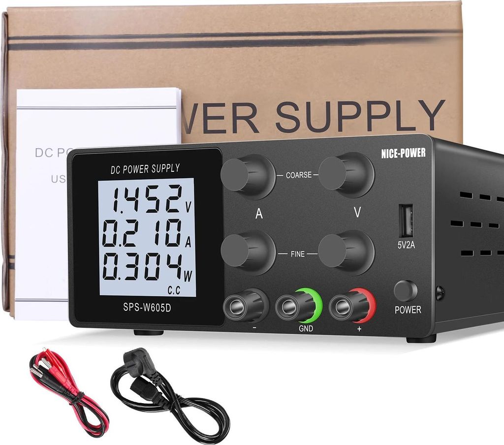 Labornetzgerät DC - SPS-W605D - Einstellbar 0–60 V 0–5 A - Einzelner Ausgang 50/60 Hz - USB 5V 2A - Orange