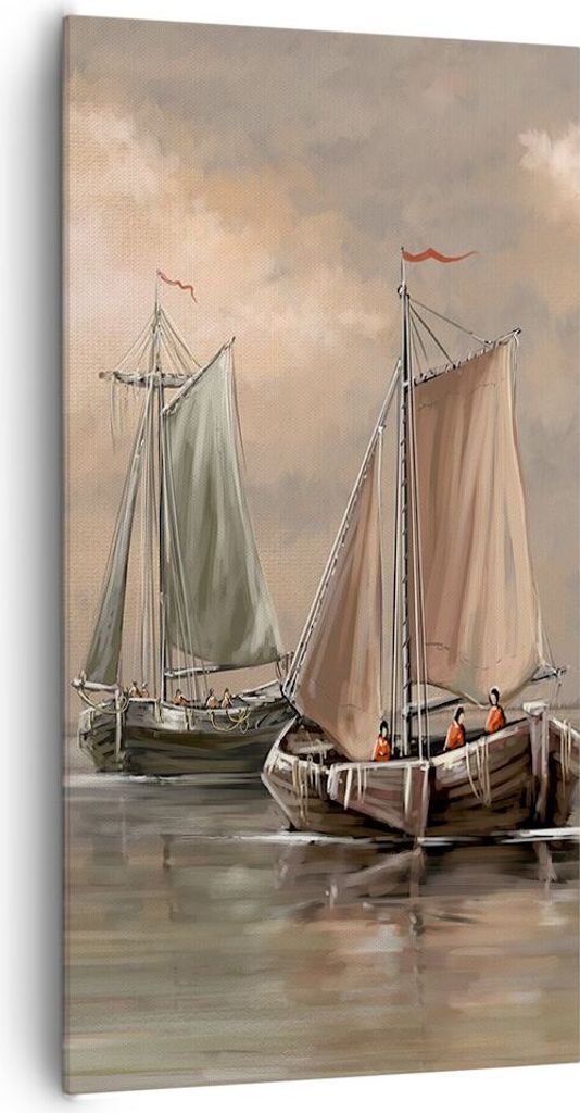 Bild auf Leinwand - Leinwandbild - Meer Boot Fischer - 65x120cm - Wand Bild - Wanddeko - Wandbilder - Leinwanddruck - Bilder - Kunstdruck - Wanddek...