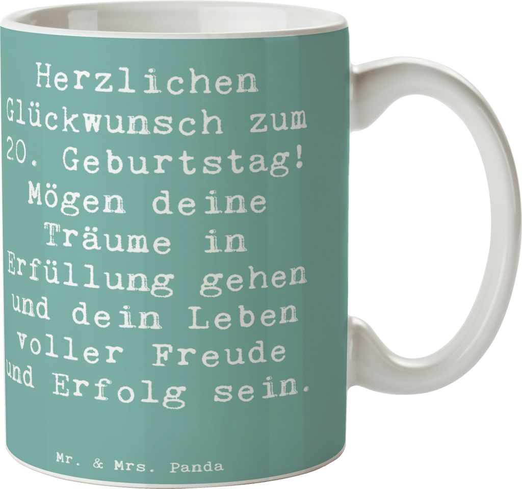 Mr. & Mrs. Panda Tasse Spruch 20. Geburtstag - Meeresbrise - Geschenk, Kaffeebecher, Pott, unvergesslich, Feiern, Alter, Becher, Freund, Kaffeetass...