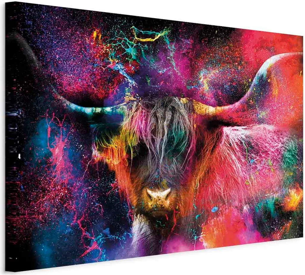 Quadro Moderno Toro Astratto 90x60 - Decorazione Parete Tela Canvas