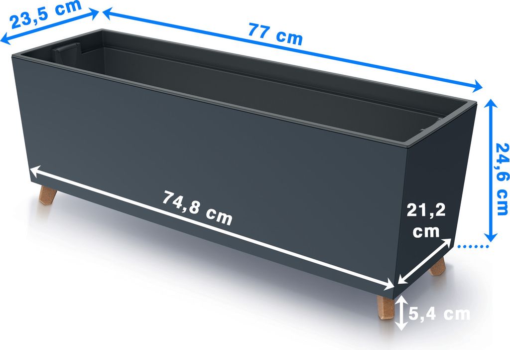 Prosperplast Urbi Case N Blumenkasten 77x23,5x30cm Anthrazit