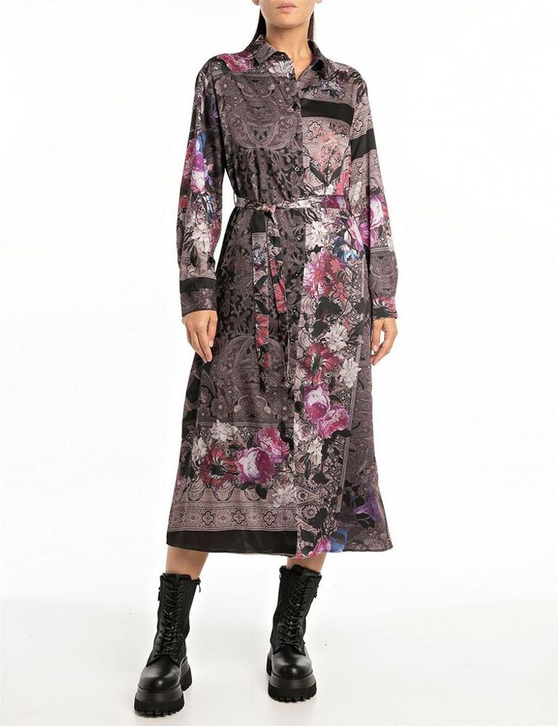 Replay W9086 .000.74954 Langes Kleid Mit Langen ärmeln Braun S Frau Braun S