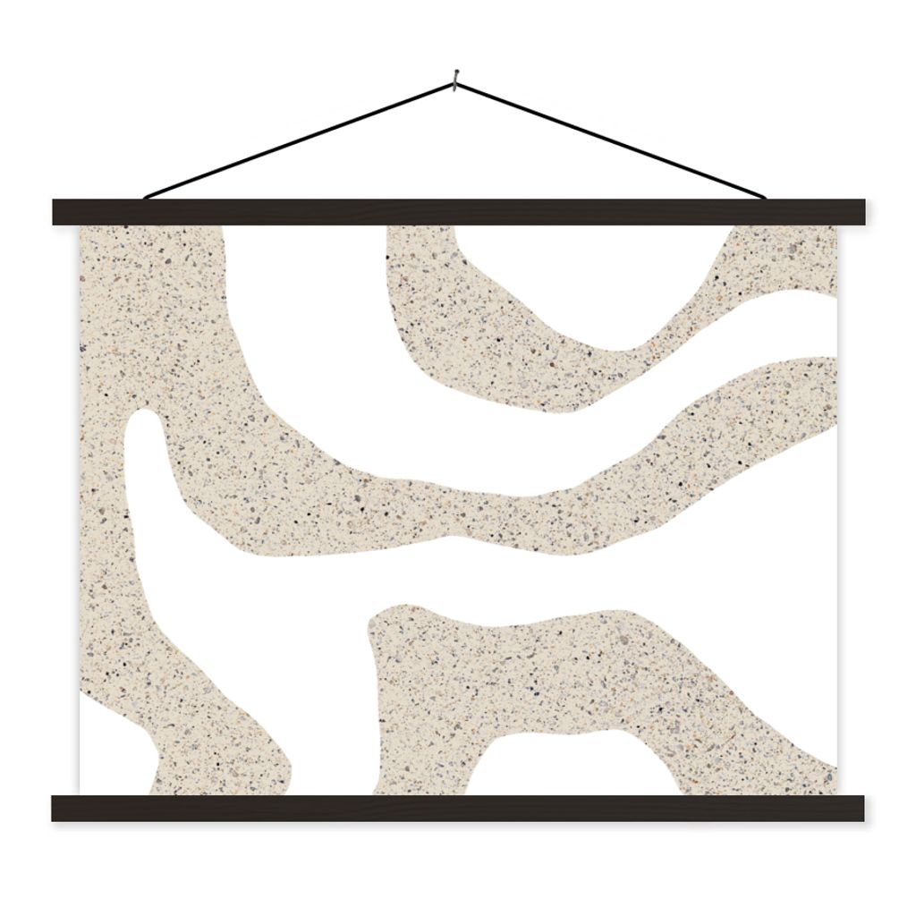 MuchoWow Textilposter Abstrakt - Terrazzo - Design - Beige 60x45 cm mit schwarzem Rahmen - Poster Schlafzimmer
