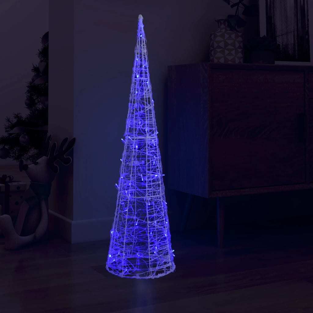 2024 Moderne Christbaumschmuck LED-Kegel Acryl Weihnachtsdeko Pyramide Blau 120 cm 520121