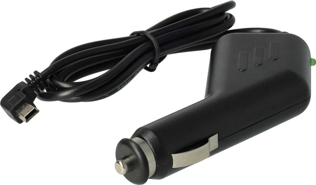 vhbw Autoladekabel Mini-USB 12V Zigarettenanzünder Adapter 1,0 A für GPS, Mp3-Player, Navi, 90° Stecker Schwarz 90 cm