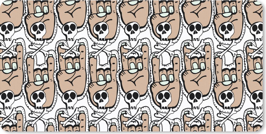 MuchoWow Mauspad Mousepad Teenager - Totenkopf - Hand - Muster 60x30 cm - Mousepads - Maus Mat - Pad - Mausunterlage - Nachhaltig