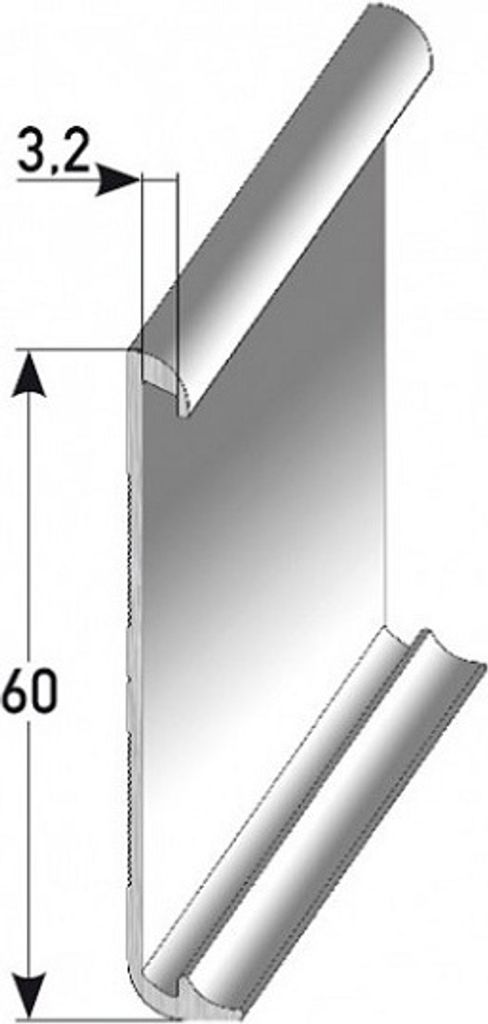 PROVISTON Sockelleiste Metall 10 x 60 x 2500 mm Einfasshöhe 3.2 mm Aluminium Einklebe Fußleiste Farbe Silber Ungebohrt Wasserfest