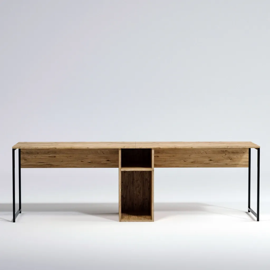 Gagnez de la Place avec ce Bureau Double 240cm Chêne pour Espace Réduit