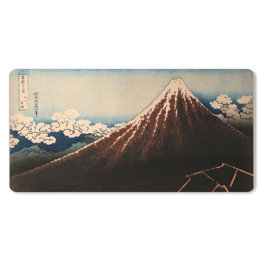 MuchoWow Mauspad Mousepad Regensturm unterhalb des Berggipfels - Gemälde von Kasushika Hokusai 60x30 cm - Mousepads - Maus Mat - Pad - Mausunter...