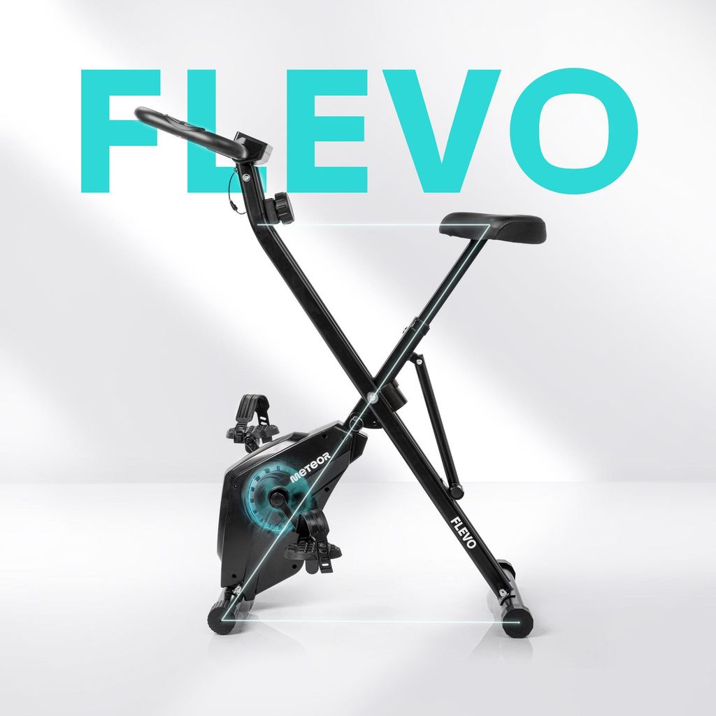 Magnetischer Heimtrainer Meteor Flevo klappbar mit 16 Widerstandsstufen, LCD-Display und Pulsmessung für Cardio-Training zu Hause