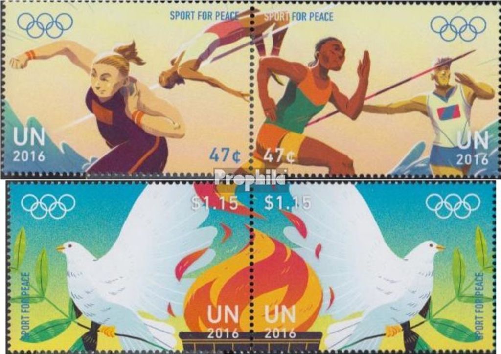 Briefmarken UNO - New York 2016 Mi 1538-1541 Paare (kompl.Ausg.) gestempelt Sport für den Frieden