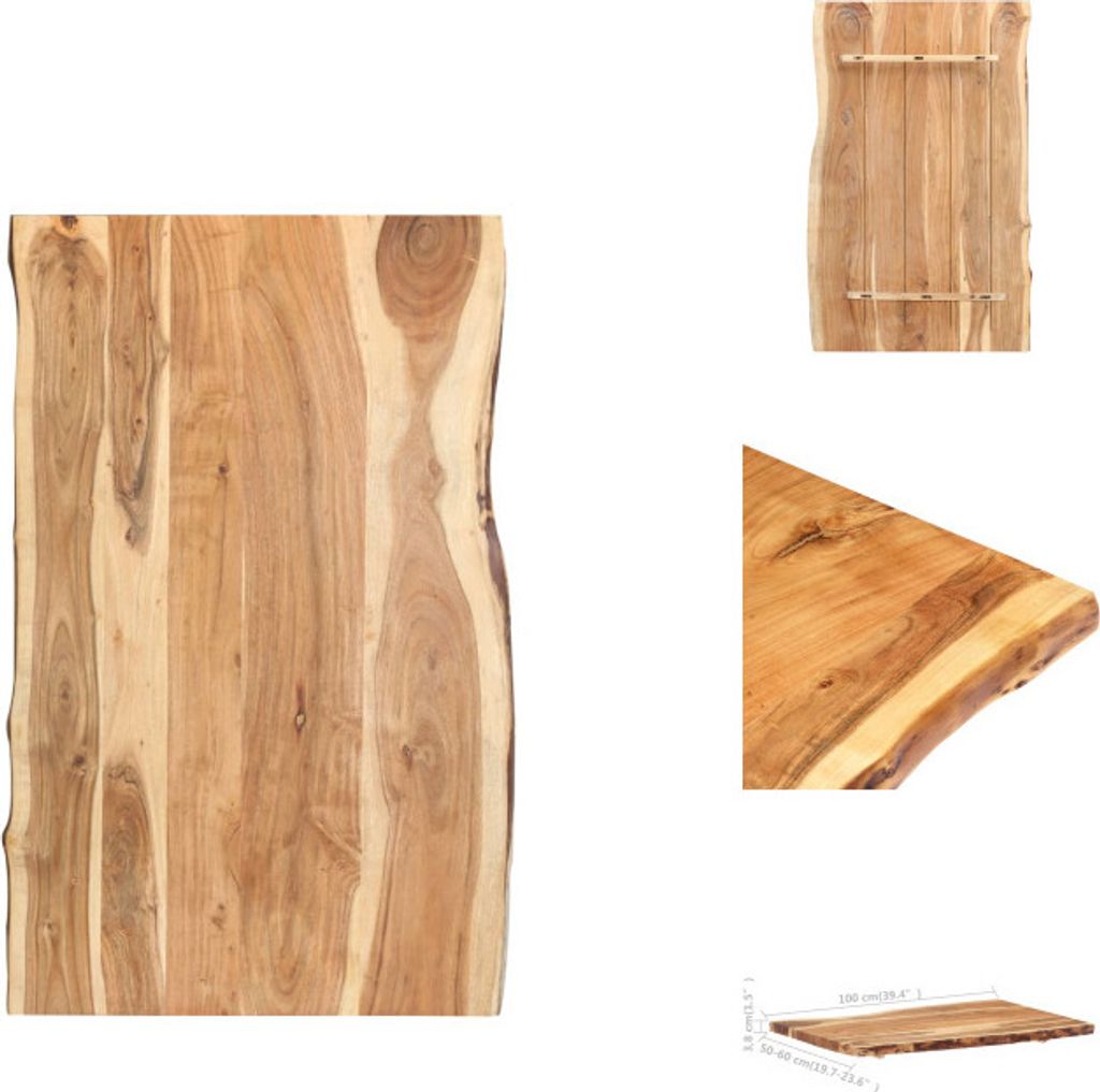vidaXL Tischplatte Massivholz Akazie 100x(50-60)x3,8 cm - Tischplatten