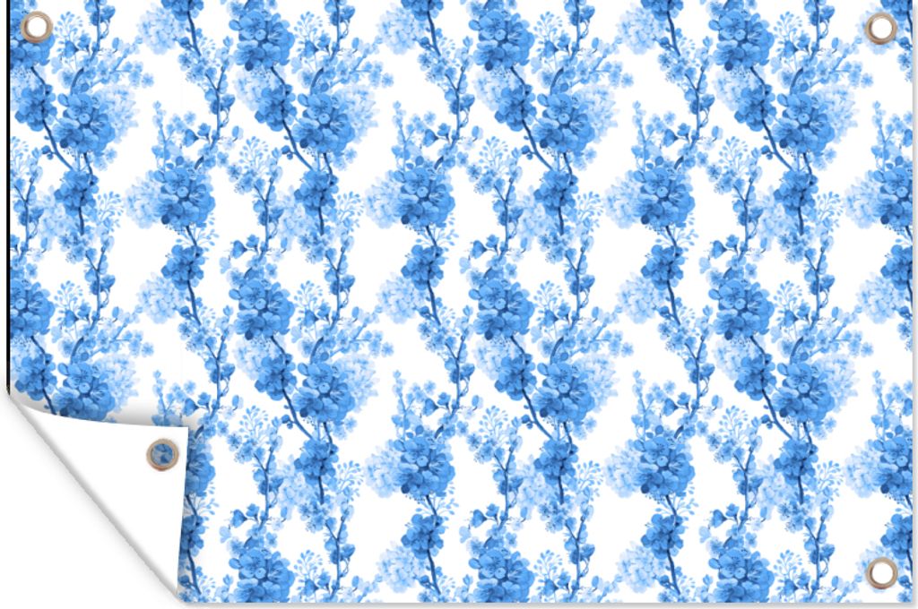 MuchoWow 90x60 cm Outdoor-Poster Gartendeko Sichtschutz Garten Poster für den Garten Blumen - Blau - Hortensie