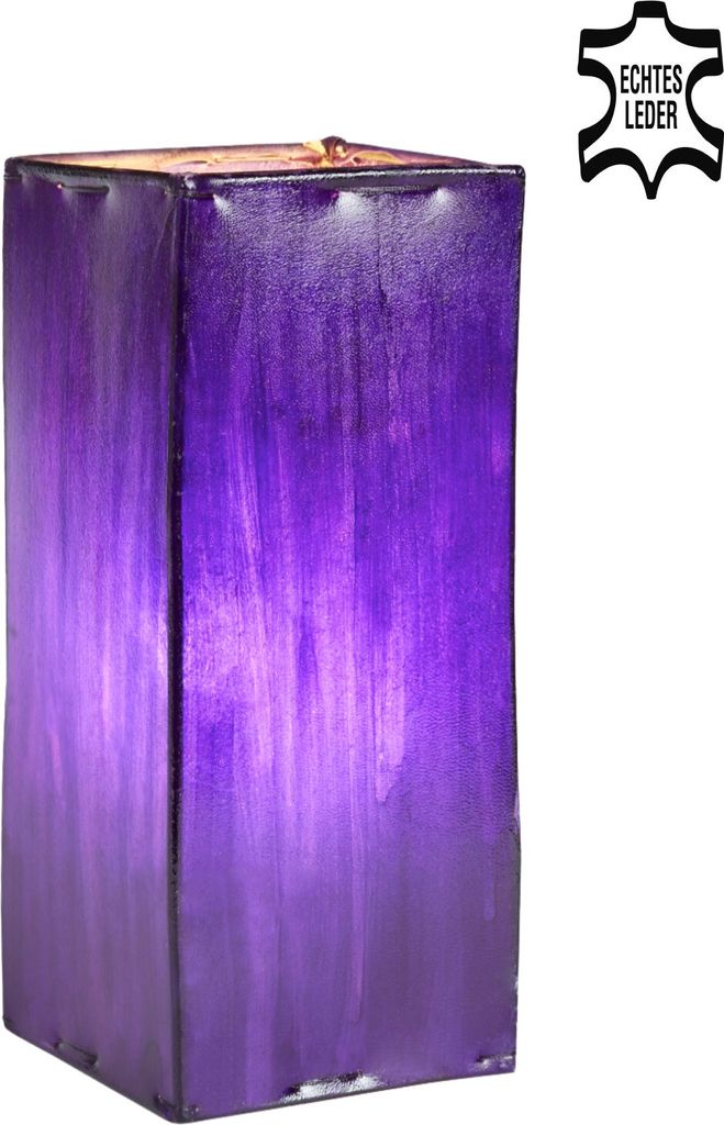 Orientalische Tischlampe Janka 30cm Lederlampe Quadratisch Lampe | Marokkanische kleine Tischlampen aus Metall, Lampenschirm aus Leder | Orientalis...