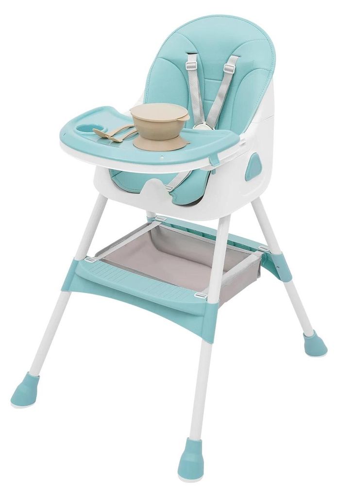 Baby Hochstuhl - 2‐in‐1 Kinderstuhl - 5‐Punkt‐Gurt - Verstellbare Fußstütze - Rutschfeste Füße - Weiches Sitzkissen - Für 1–2 Jahre ...