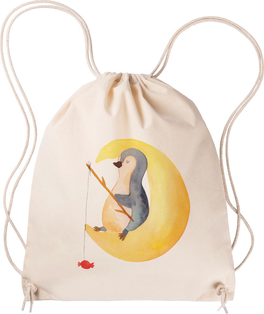 Mr. & Mrs. Panda Beutel Pinguin Mond - Transparent - Geschenk, Spruch, Süßigkeiten, Nachtruhe, Stoffbeutel, Erschöpft, gym tasche, schlafen, wan...