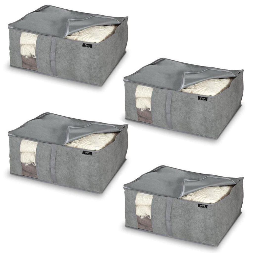 4x Aufbewahrungstasche für Bettdecken Grau 55x45x25 cm mit Produktbild 