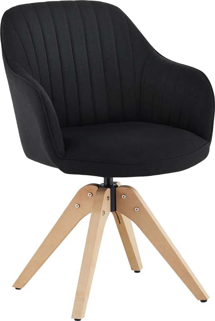Chaise de salle à manger CLIPOP en lin noir avec pieds en bois massif