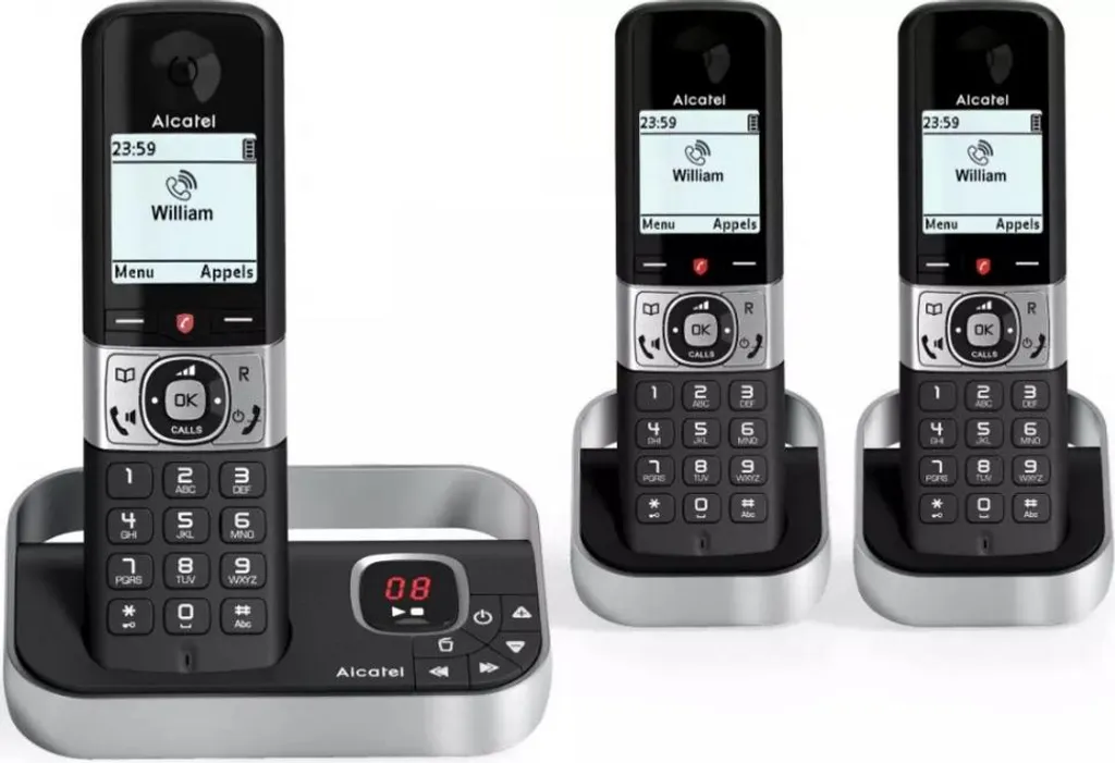 Téléphone fixe sans fil Trio avec répondeur noir Alcatel F890 Voice