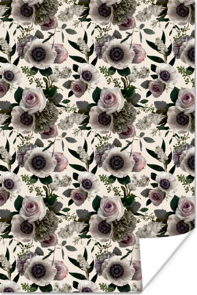 MuchoWow Poster Blumen - Muster - Anemone 20x30 cm - Papierdruck