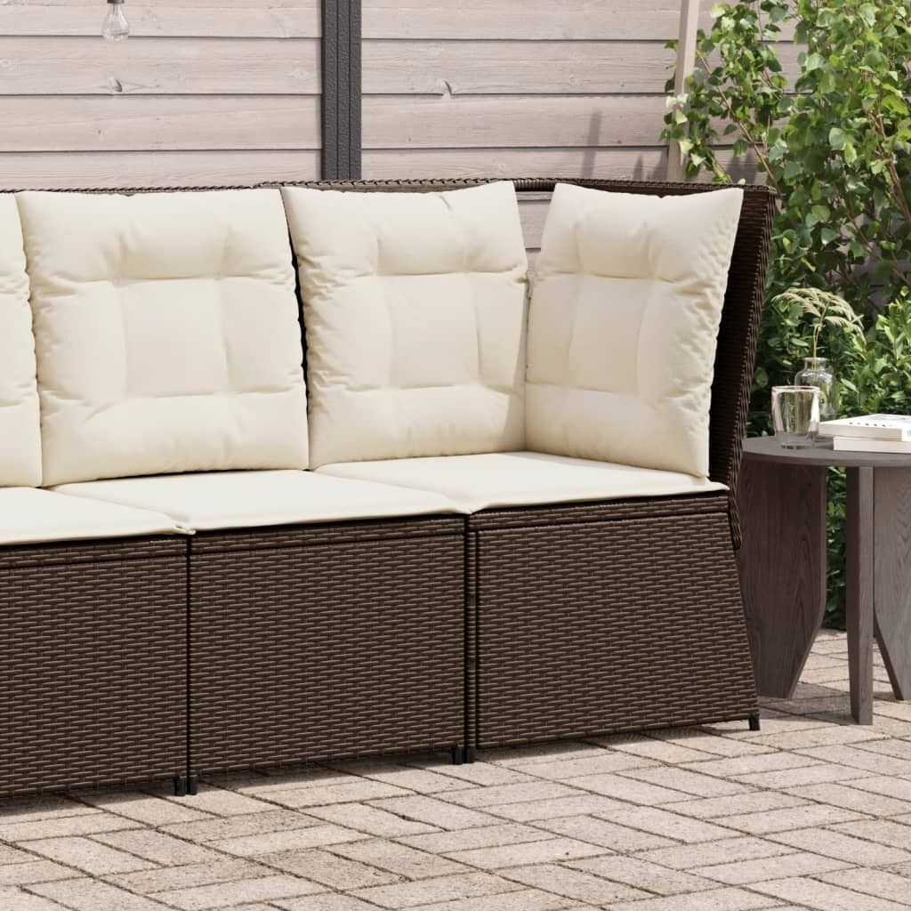 Möbel Garten-Ecksofa mit Kissen Braun Poly Rattan - Gartensofas 368983