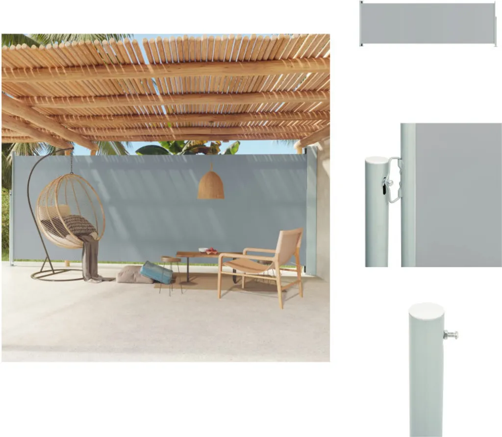 vidaXL Tenda Laterale Estensibile 200x600 cm Grigio - Privacy Giardino