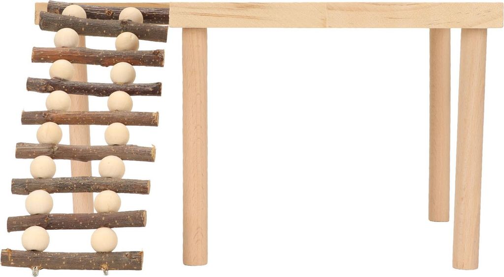 Hamster-Kletterplattform, 2-lagige Landschaftsbau-Spielaktivität aus Naturholz mit Leiter