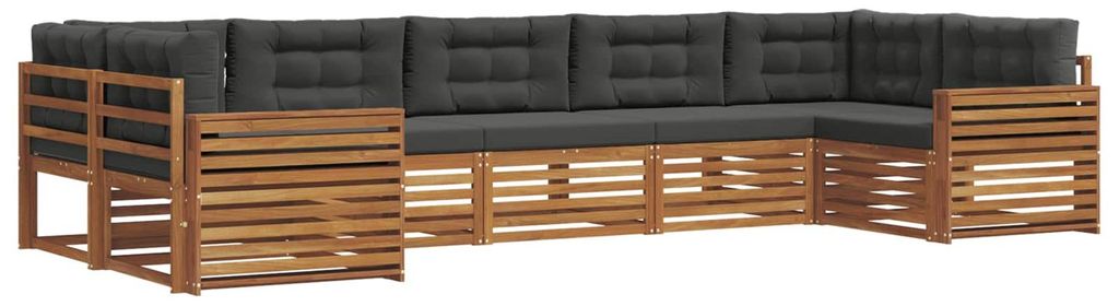 vidaXL Outdoor-Sofagarnitur mit Kissen 7 pcs Natur und Anthrazit