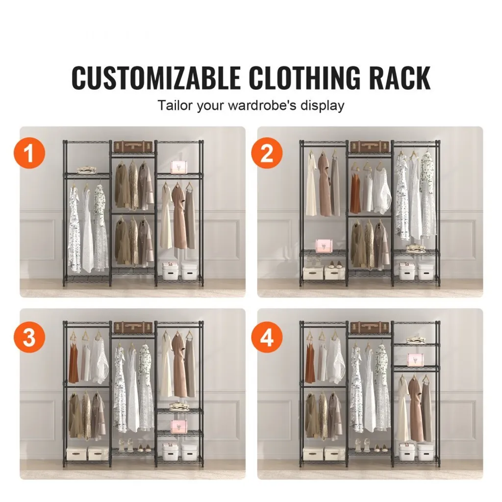 Porte-manteau professionnel robuste capacité 362 kg avec 3 tringles - 3