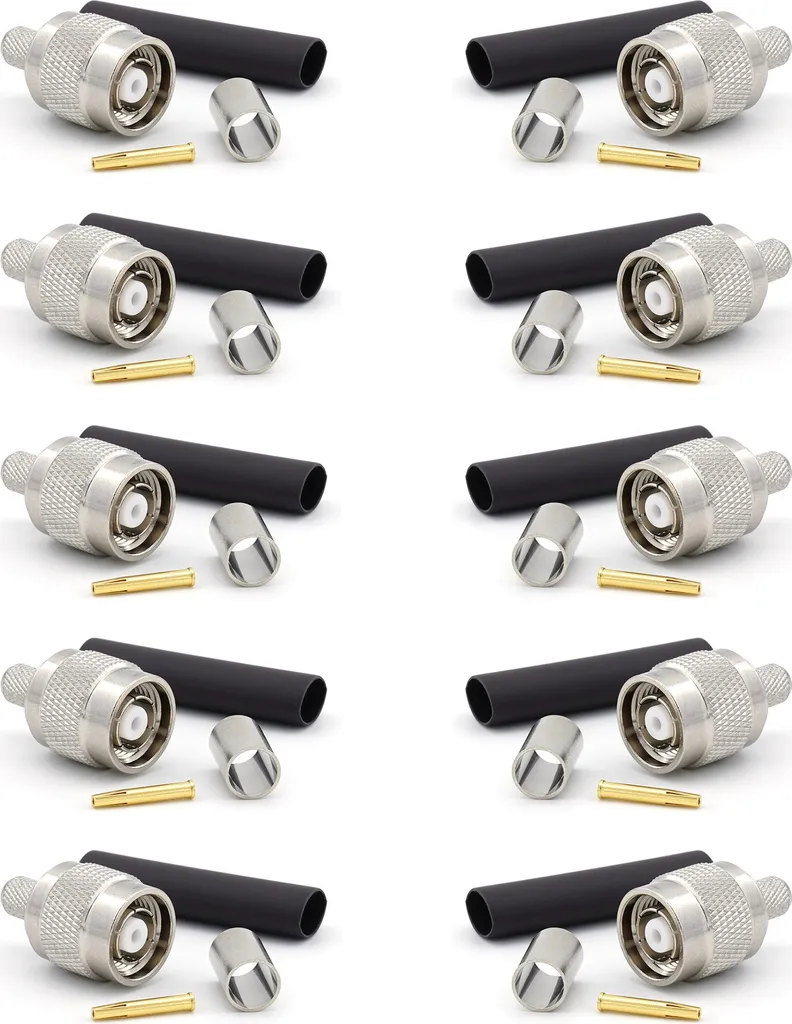 Connettore RP-TNC LMR240 LMR-240 RG59U RG8X RG-8X Connettore per cavo coassiale RF nichelato con pin placcato oro (confezione da 10)