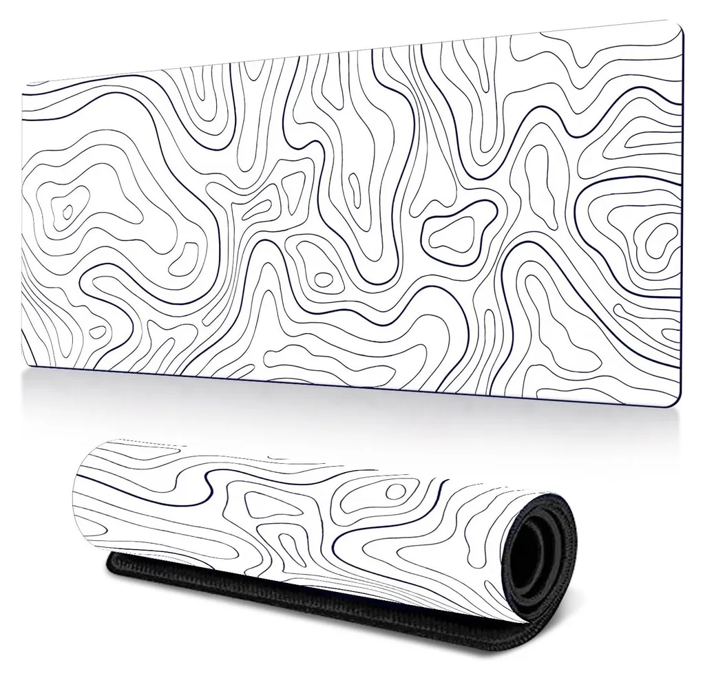 Tapis de souris XXL bords surpiqués et base antidérapante blanc 85 cm
